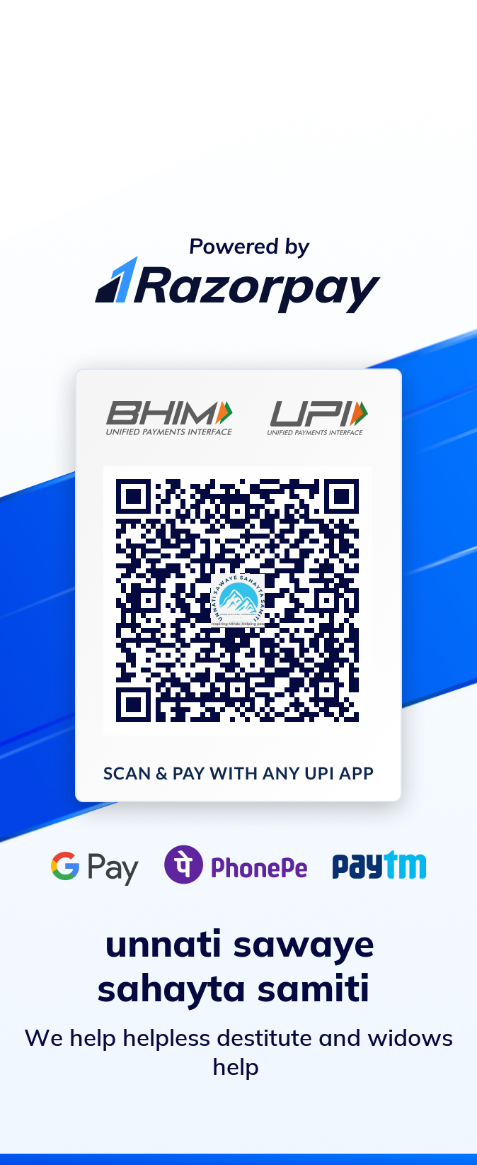 Donation QR Code — उन्नति समिति